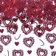 Røde Vintage hjerter Bordkonfetti